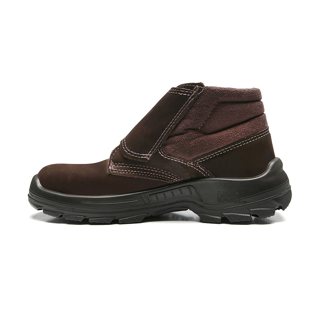 PETRO BVL BOTINA VELCRO NOBUCK MARROM CAFÉ BICO PLÁSTICO