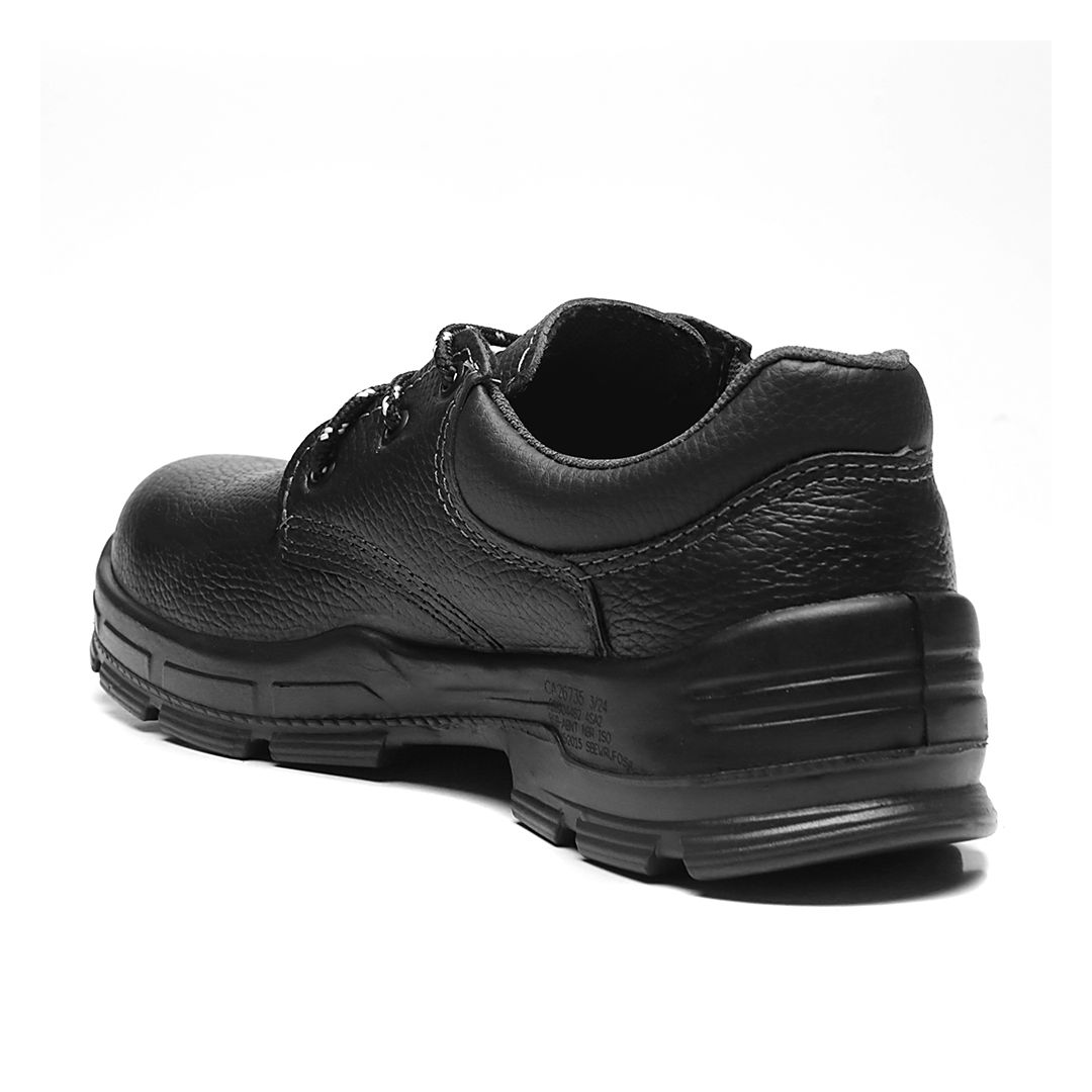 BSAS SAPATO AMARRAR COURO PRETO AÇO