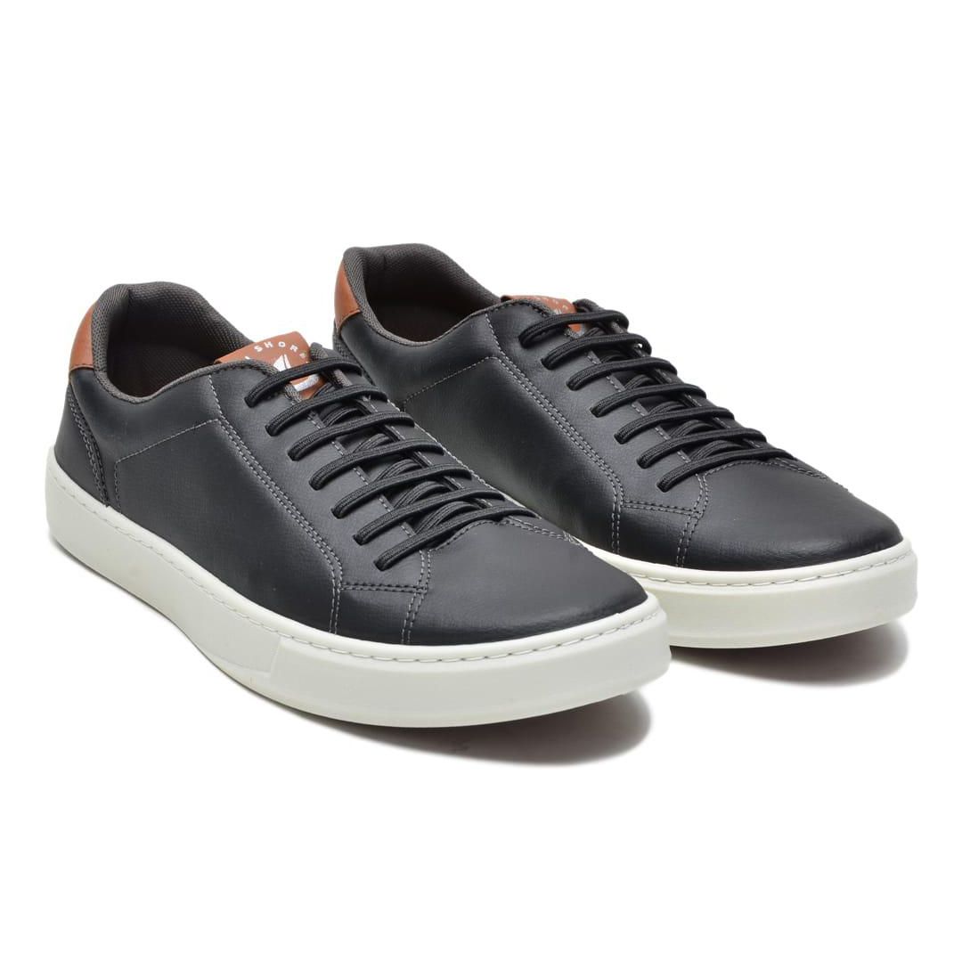 Sapatênis Casual Masculino Couro Sintetico Preto - REF: 1001