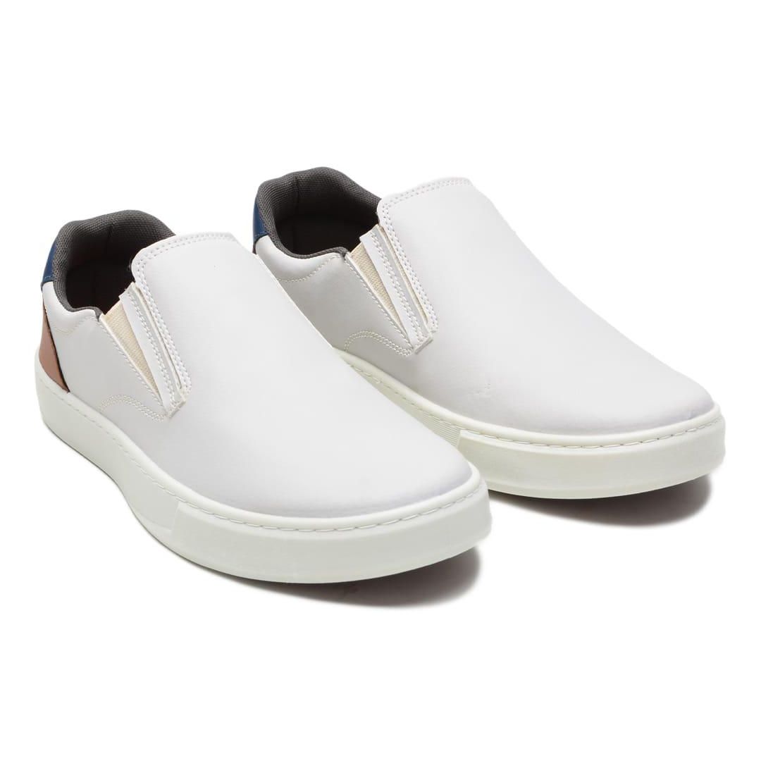 Sapatênis Casual Masculino Slip-On Couro Sintetico Cinza- REF: 1003 