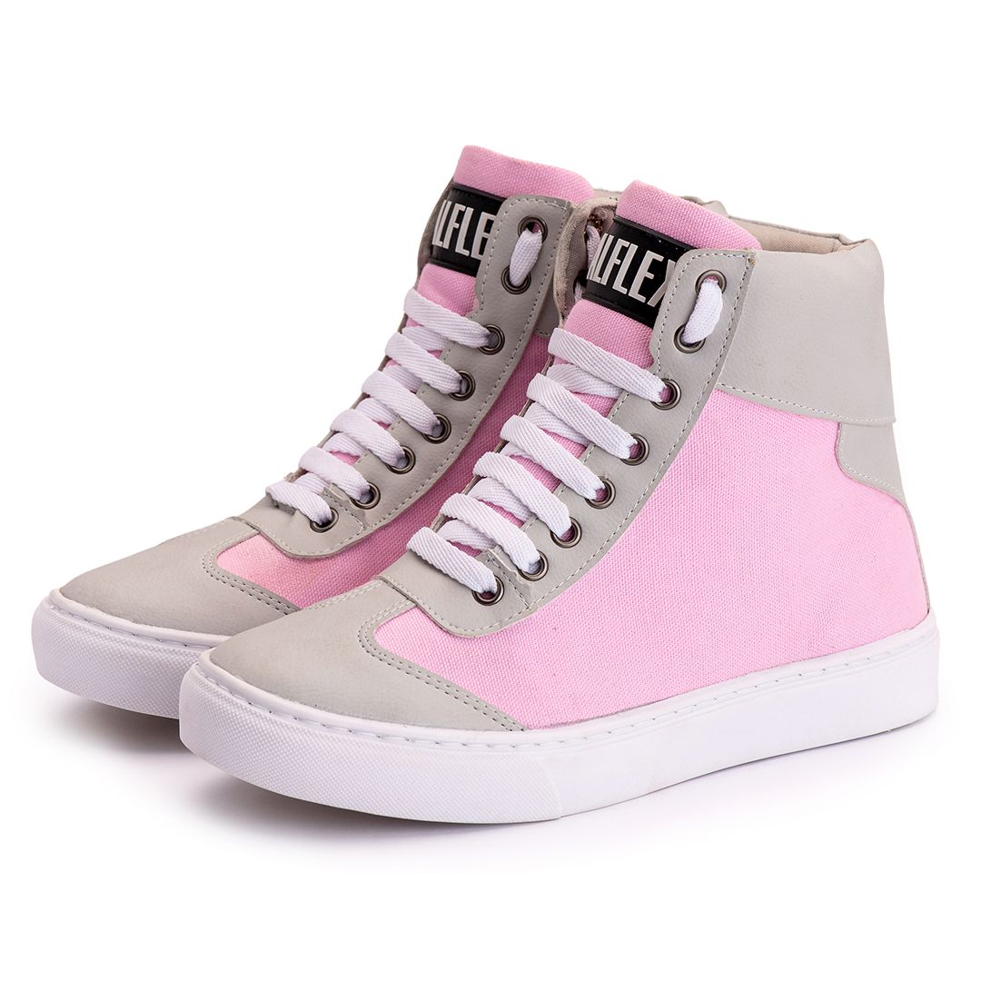 Tênis Sneaker Couro Sintético Rosa