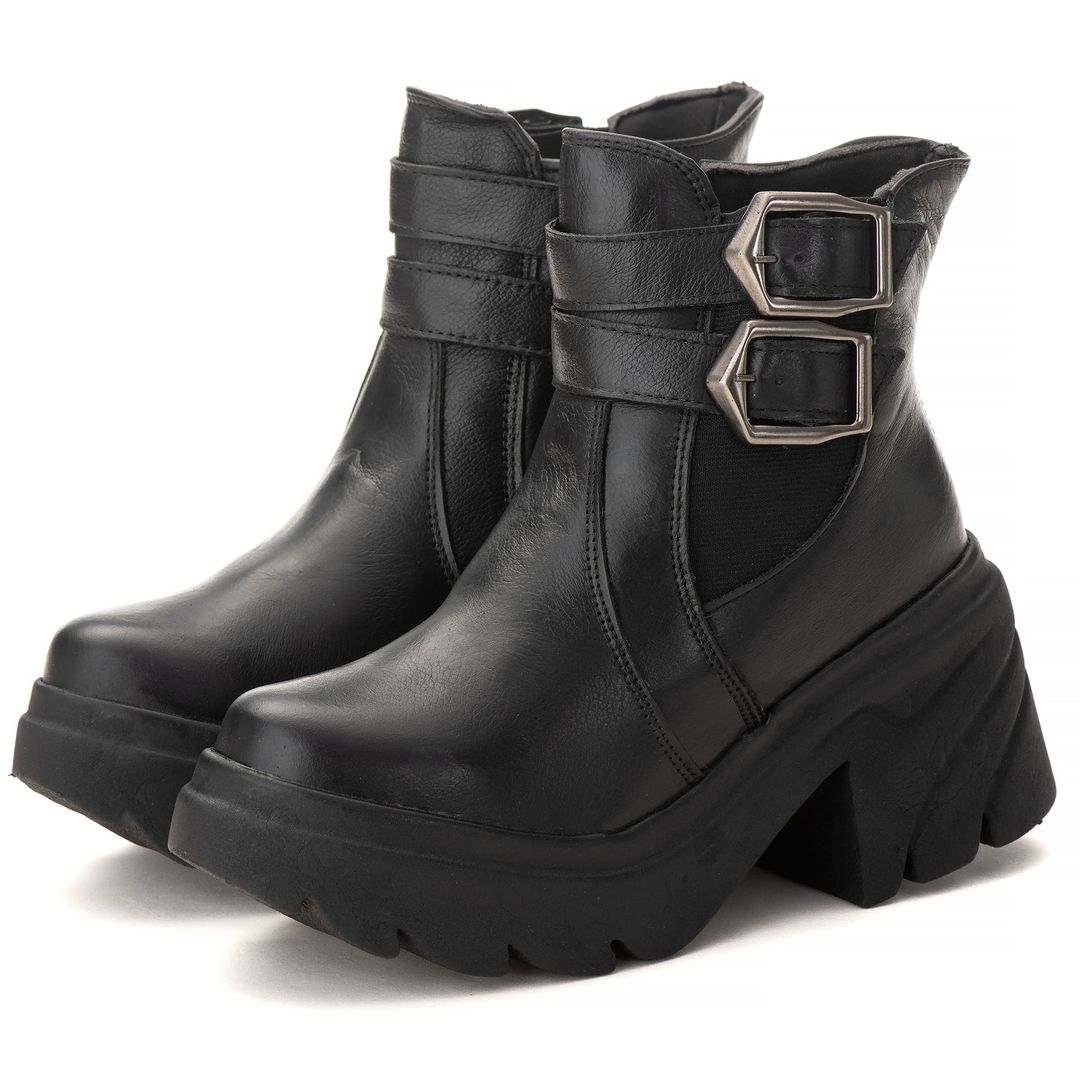 Bota Coturno Chelsea Feminina Couro Legitimo Preto