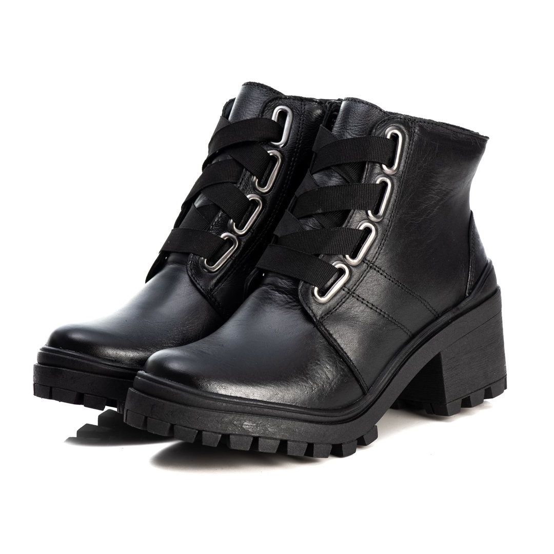 Bota Coturno Feminino Couro Legitimo Preto - REF: 6744