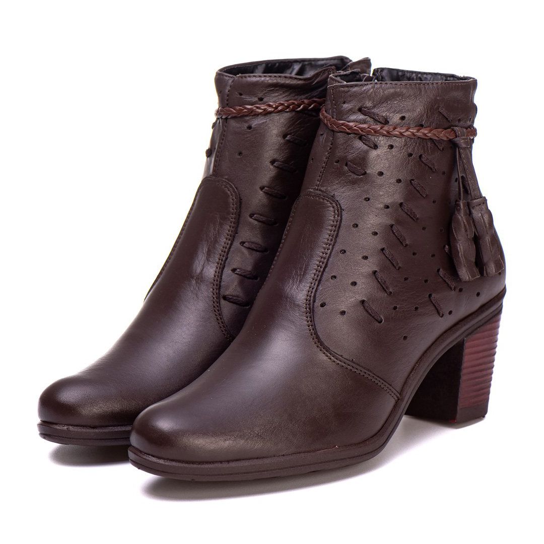 Bota Coturno Feminino Couro Legitimo café - REF: 6803 