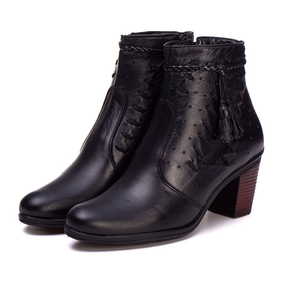 Bota Coturno Feminino Couro Legitimo Preto - REF: 6803