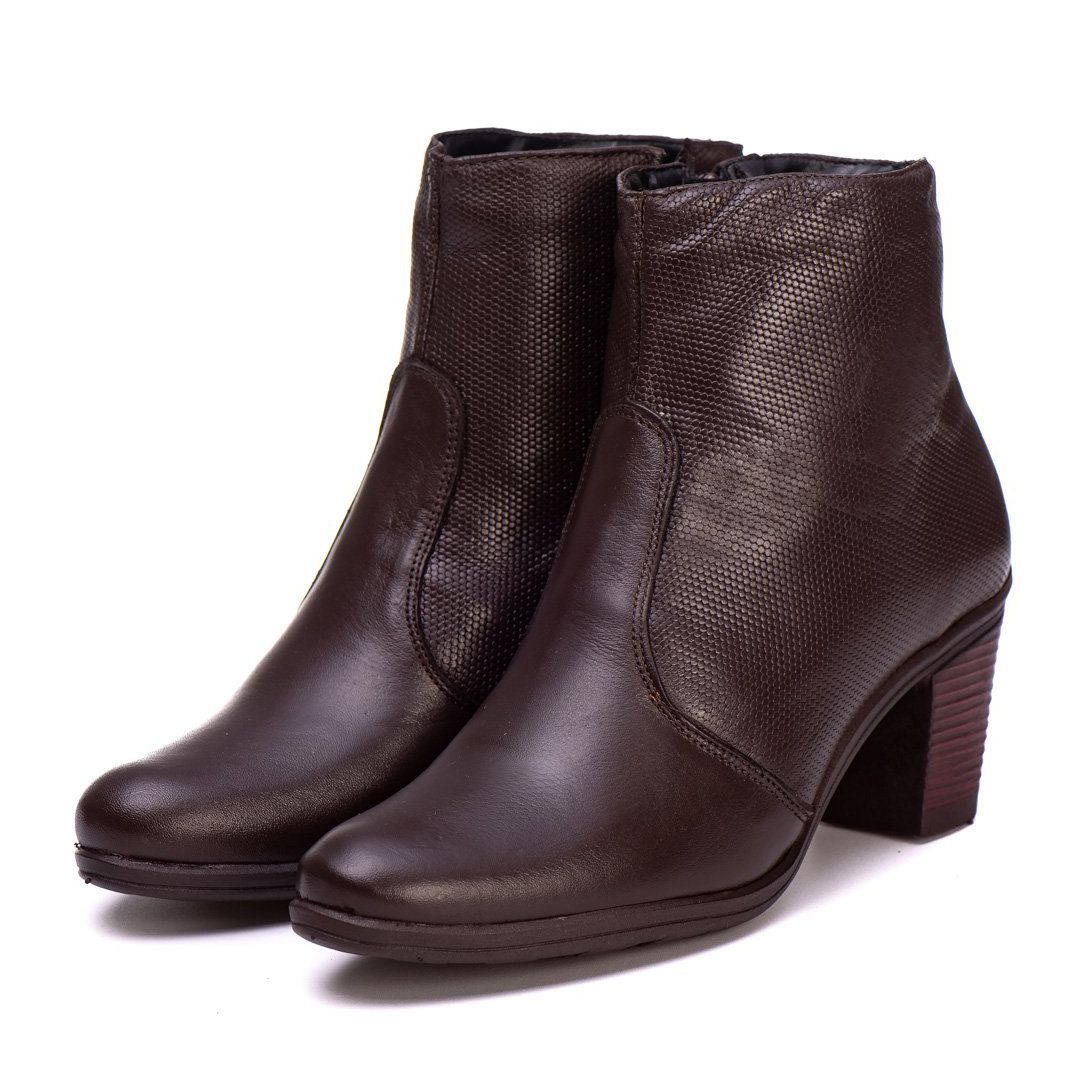 Bota Coturno Feminino Couro Legitimo Café - REF: 6807 