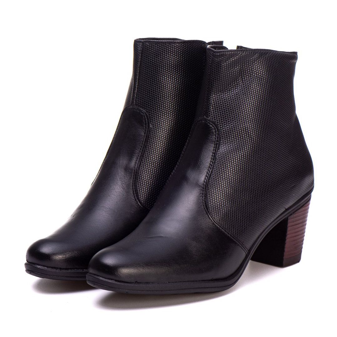 Bota Coturno Feminino Couro Legitimo Preto - REF: 6807