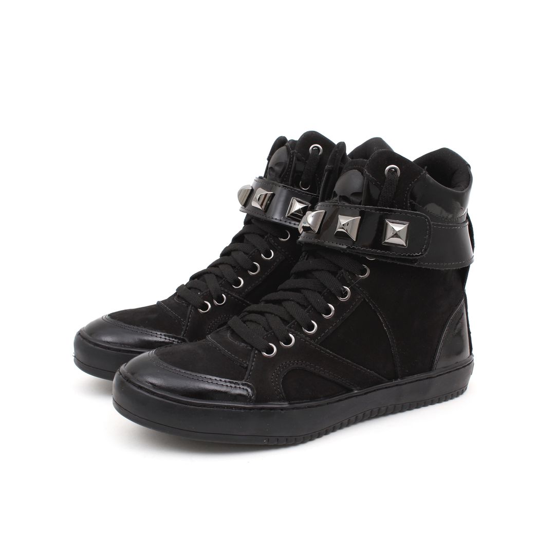 Tenis Sneaker Bawmi Cano Alto Feminino Allblack com Piramide Grafite