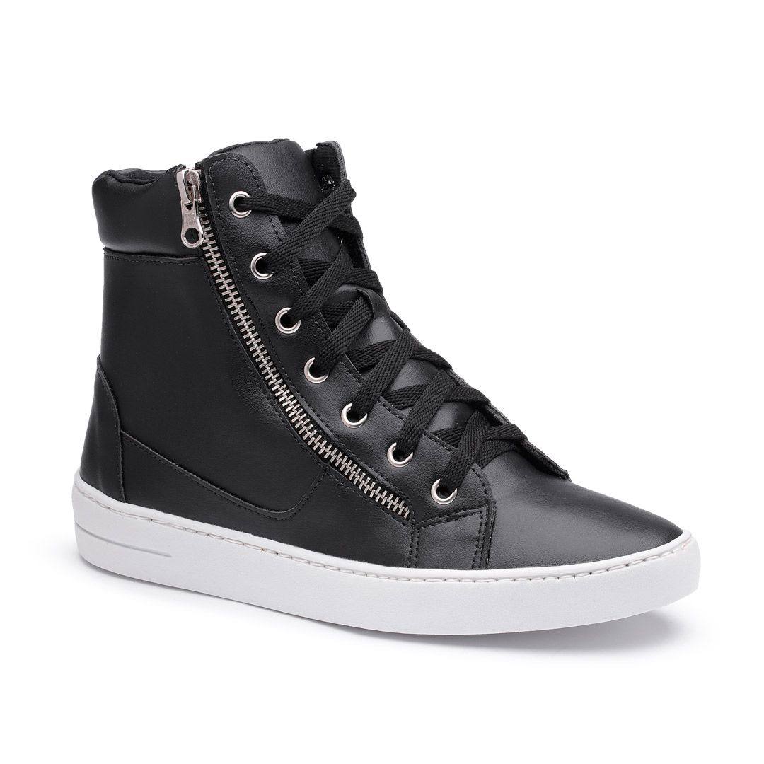 Tenis Vegano Bawmi Cano Alto Feminino Preto com Ziper