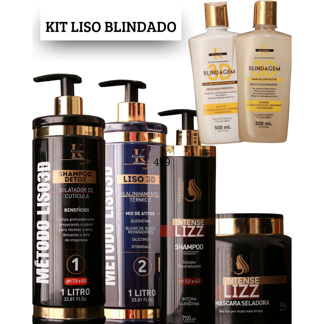 KIT LISO BLINDADO ( VOLUME CONTROL + SH DETOX + PERFECT LISS ) - Lizzon  Professional