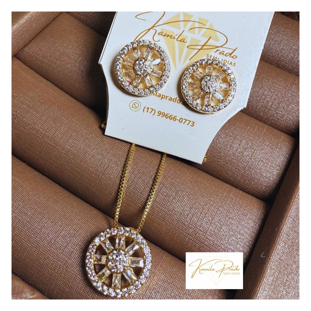Conjunto Pizza, semijoias em dourado ouro 18k - Kamila Prado