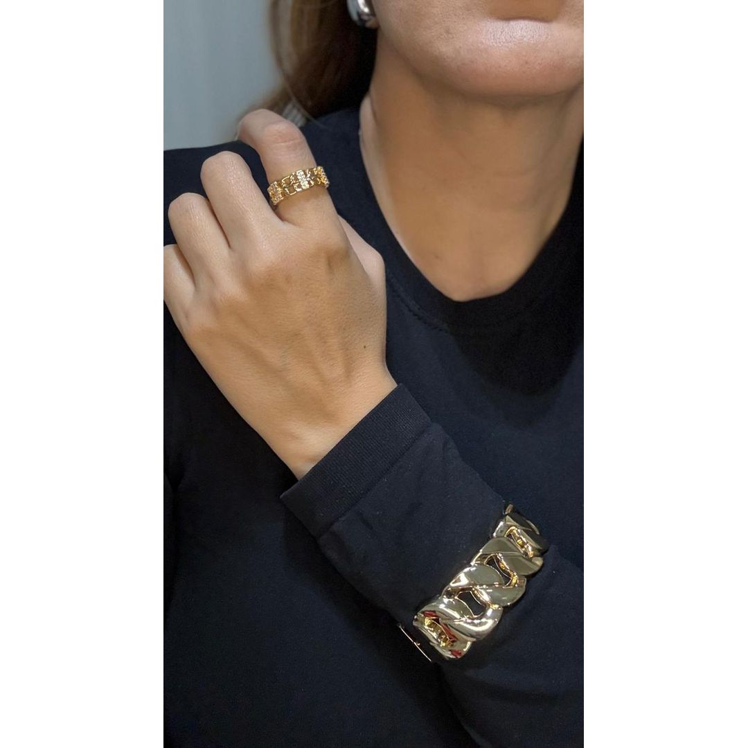 Bracelete Bottega Elos Dourado - Kamila Prado
