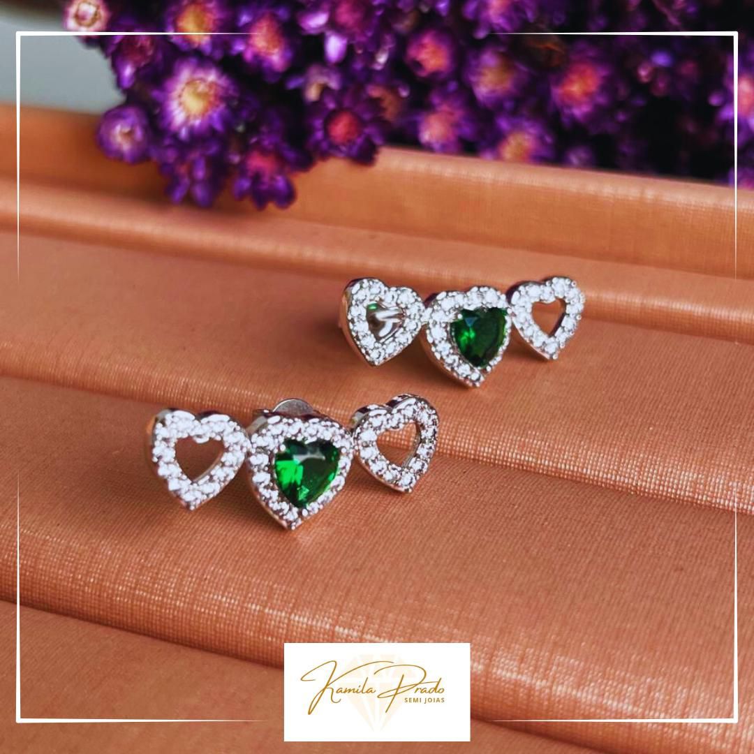Brinco Ear Cuff Corações - Kamila Prado