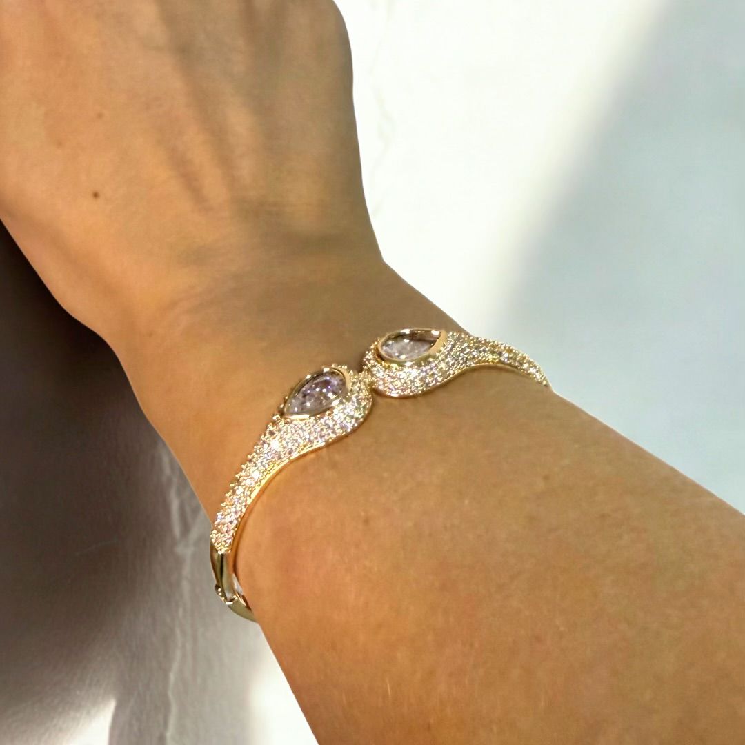 Pulseira Gotas Cravejada - Banhado em Ouro 18k - Kamila Prado