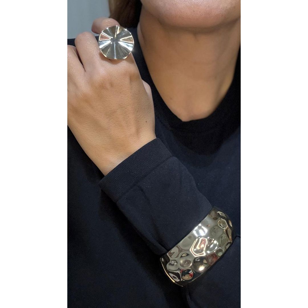 Bracelete Martelada Bottega Dourado - Kamila Prado