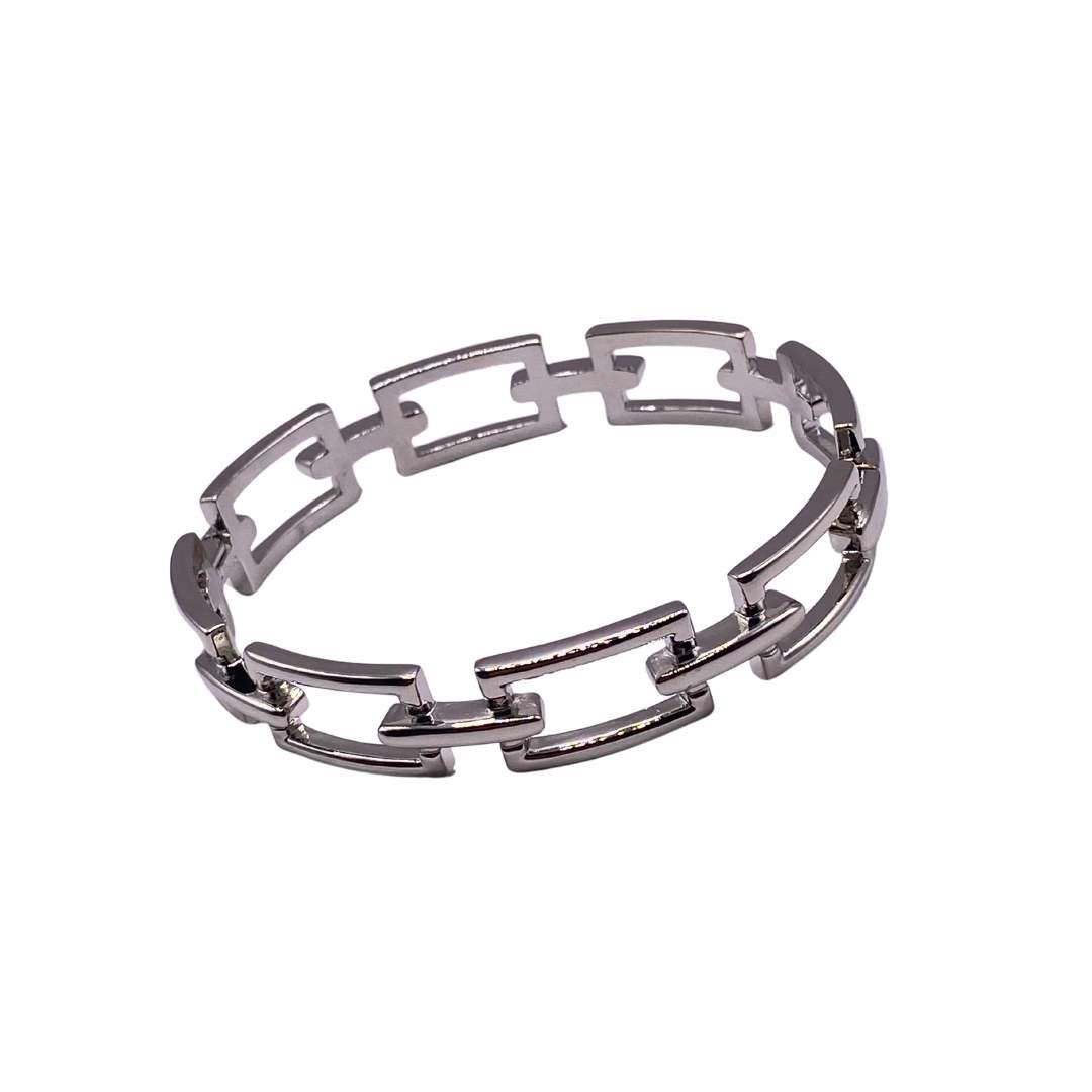 Pulseira Feminina Elos Retangular Prata