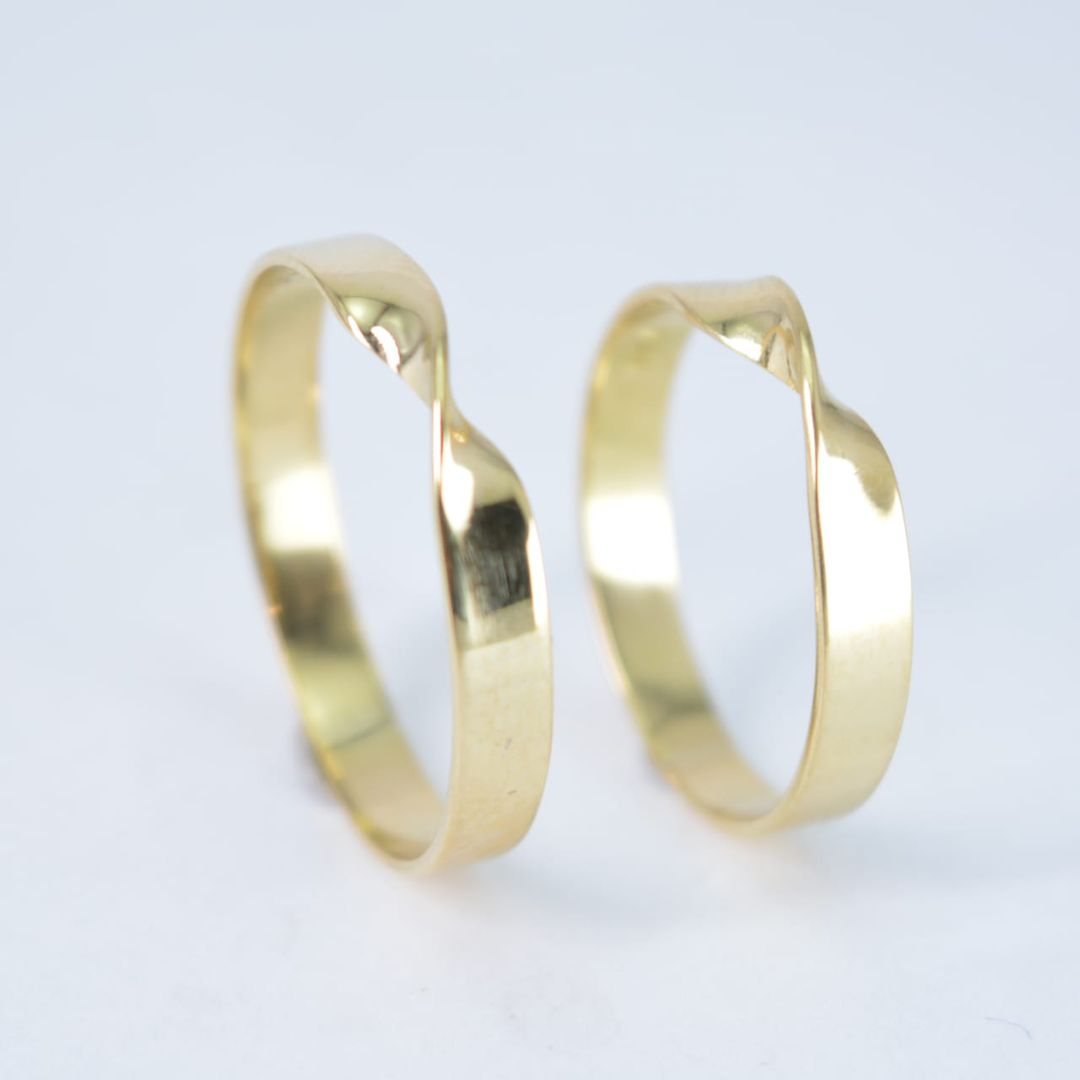 Alianças de noivado casamento infinito em ouro 18k 750 3.5mm