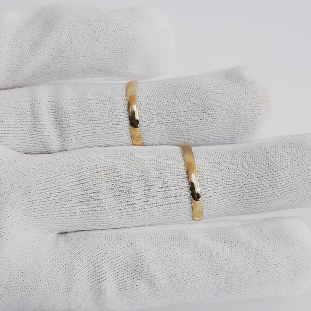 Alianças de noivado casamento em ouro 18k 750 tradicional abauladas tradicionais 2.5mm