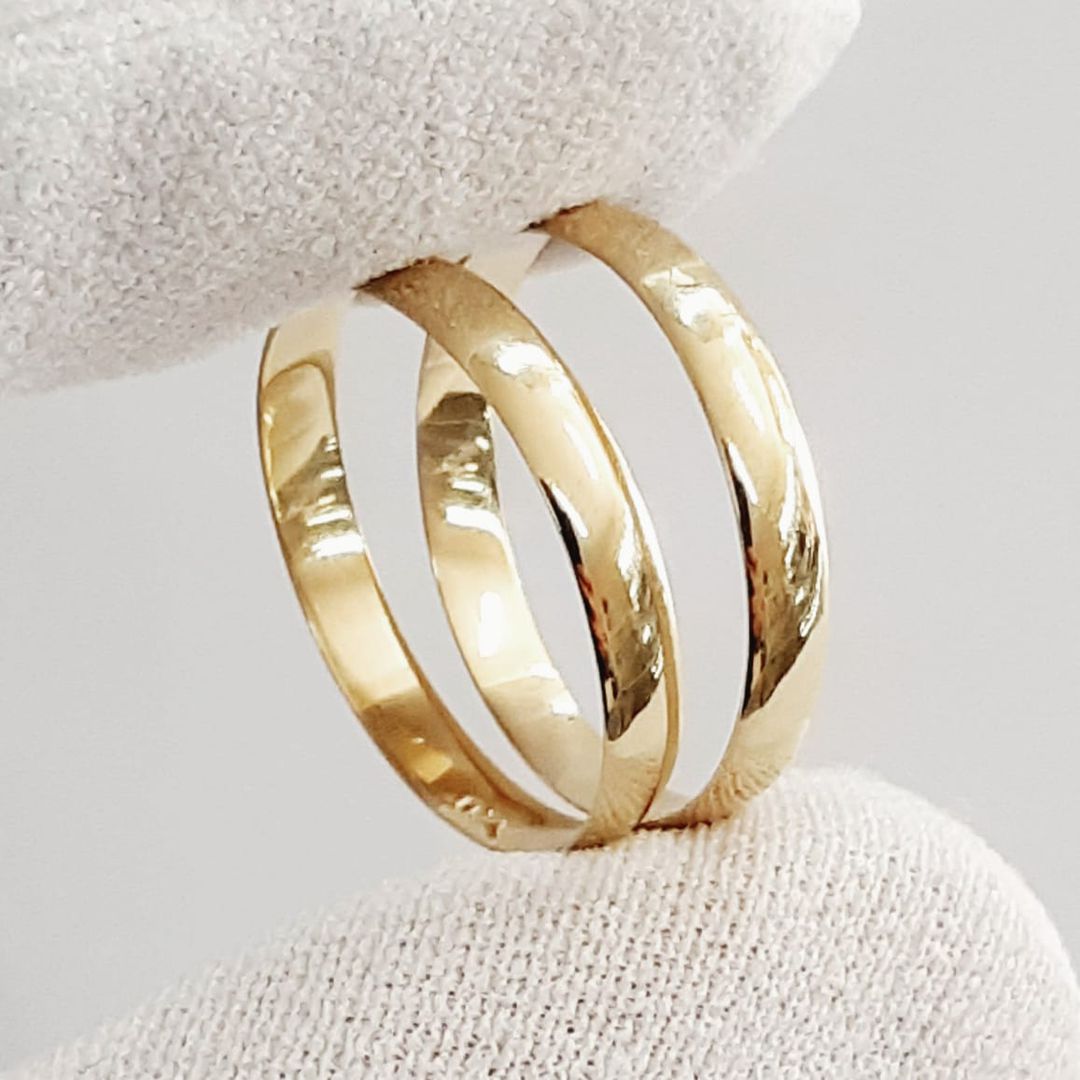 Alianças de noivado casamento em ouro 18k 750 tradicional abauladas tradicionais 2.5mm