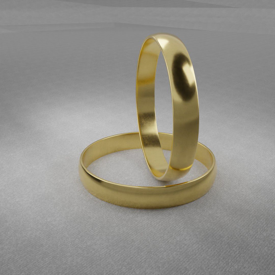 Alianças de noivado casamento em ouro 18k 750 tradicional abauladas tradicionais 3mm