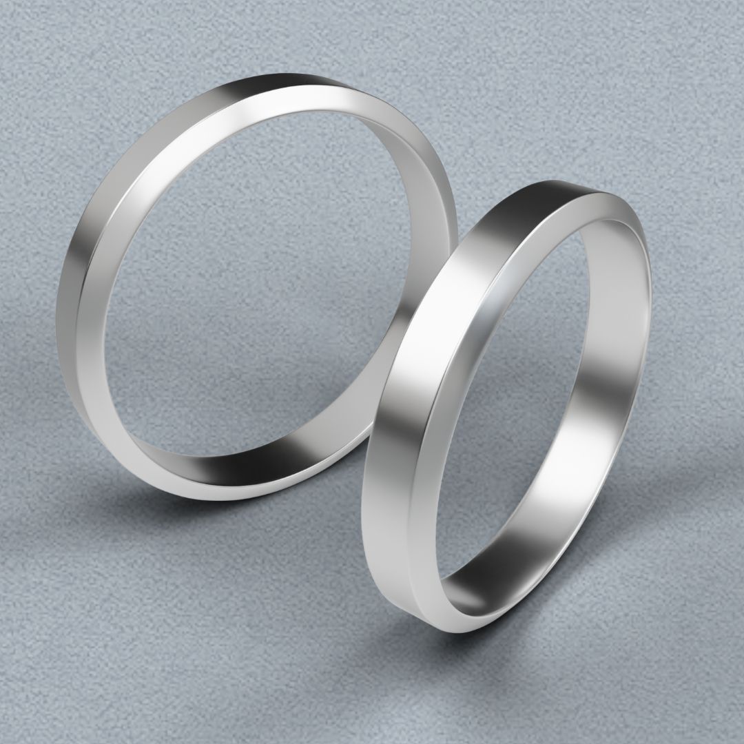 Aliança Prata Cronus Namoro Compromisso Chanfradas 3mm