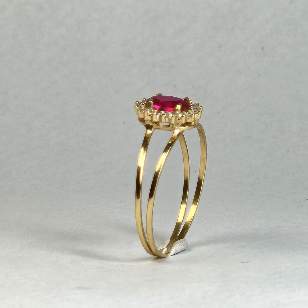 anel galeria ouro 18K pedra vermelha