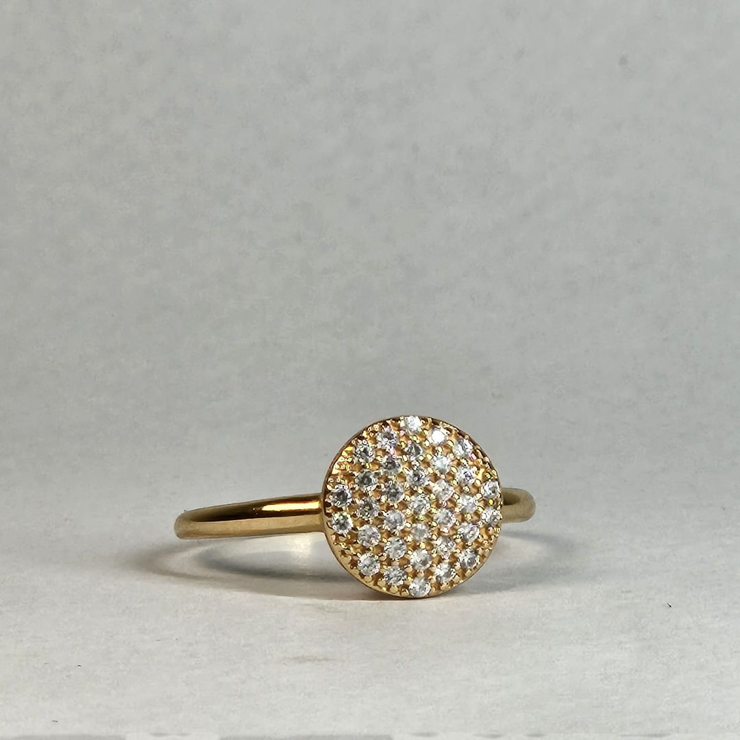 anel galeria cravejado ouro 18K