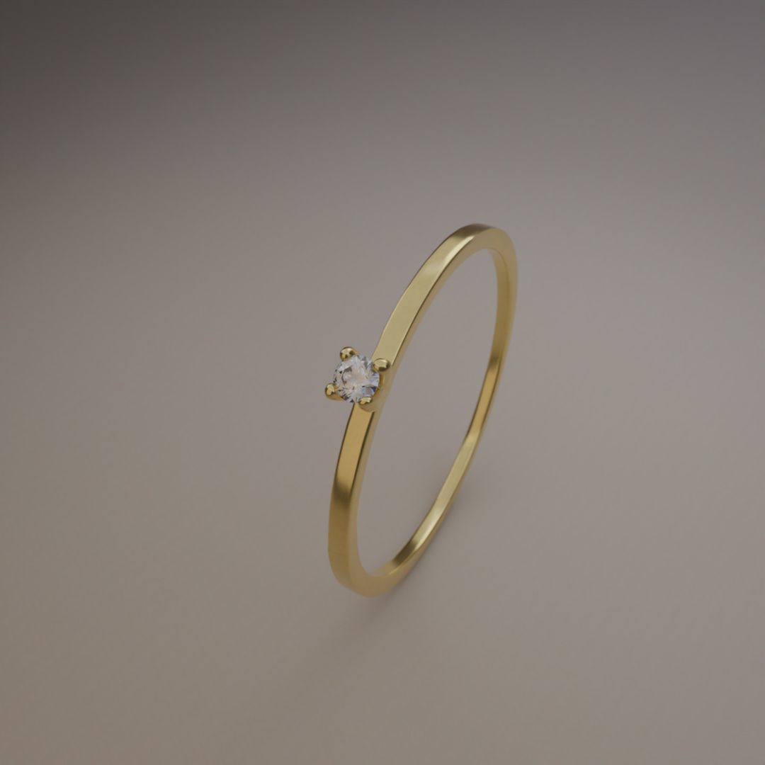 Anel Solitário Tradicional Zirc 2mm