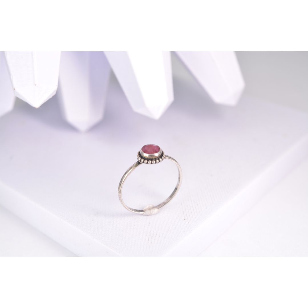 Anel Prata 925 pedra vermelha