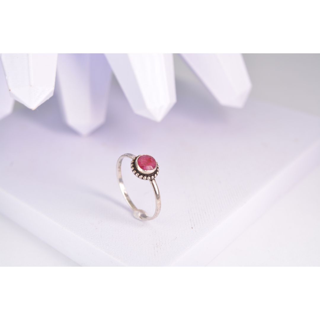 Anel Prata 925 pedra vermelha