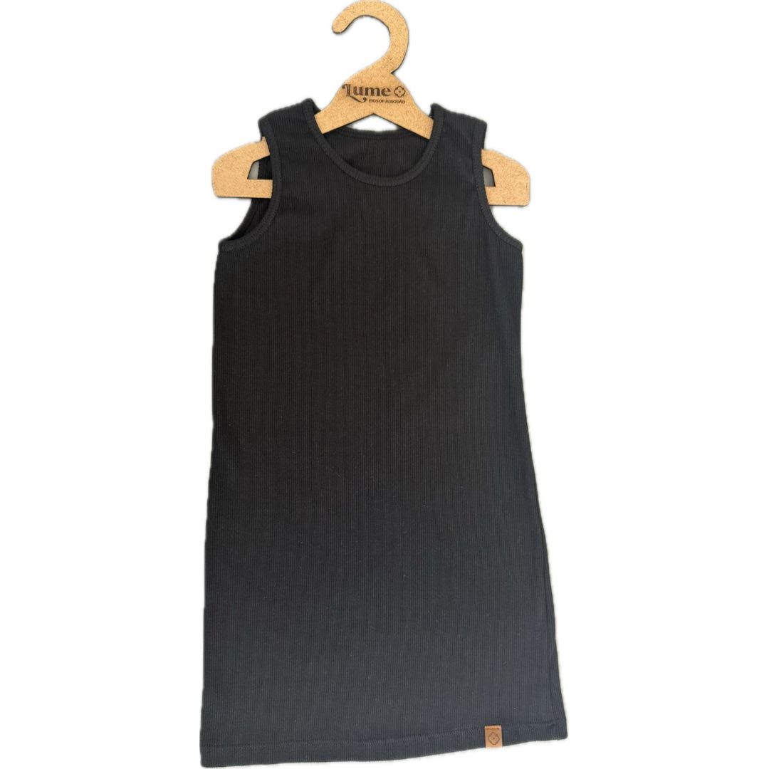 VESTIDO CANELADO - PRETO 