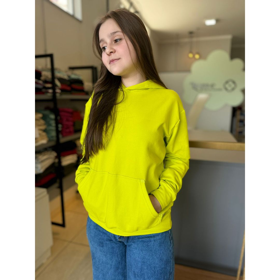 BLUSA MOLETOM CAPUZ ADULTO UNISSEX - AMARELO 