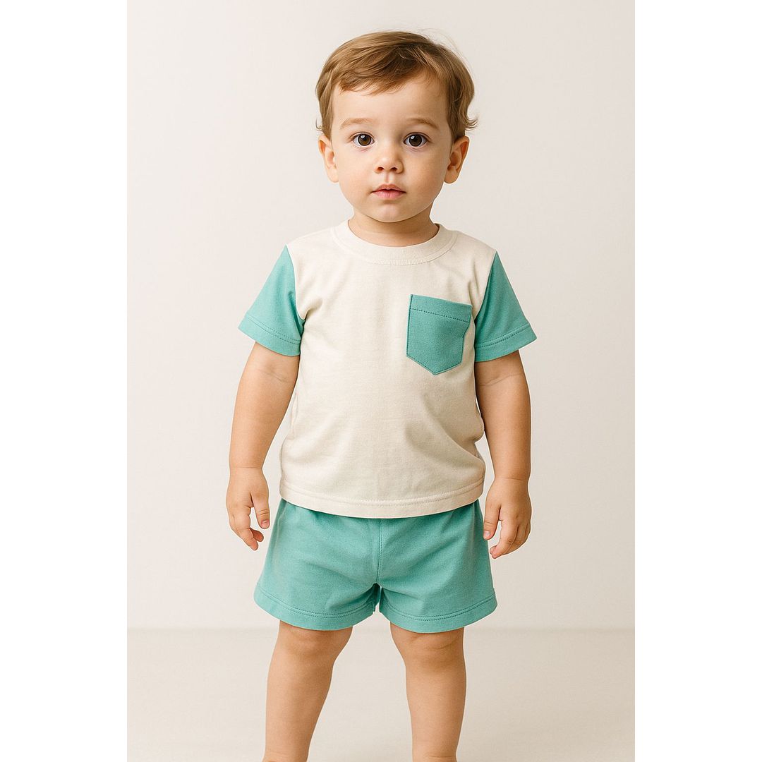 PIJAMA - CURTO VERDE COM BEGE 