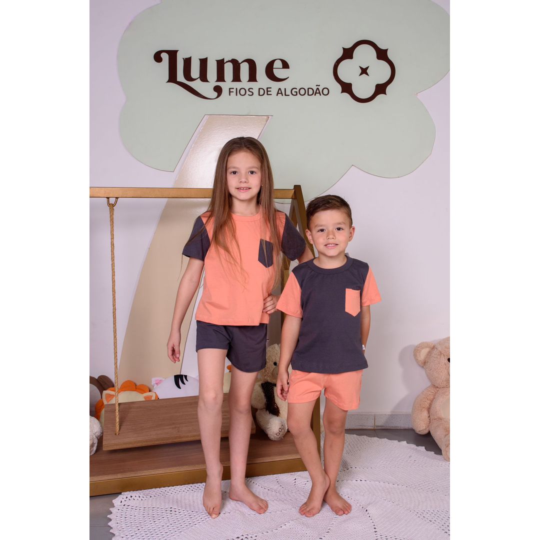 PIJAMA - SHORT CHUMBO E CAMISETA LARANJA