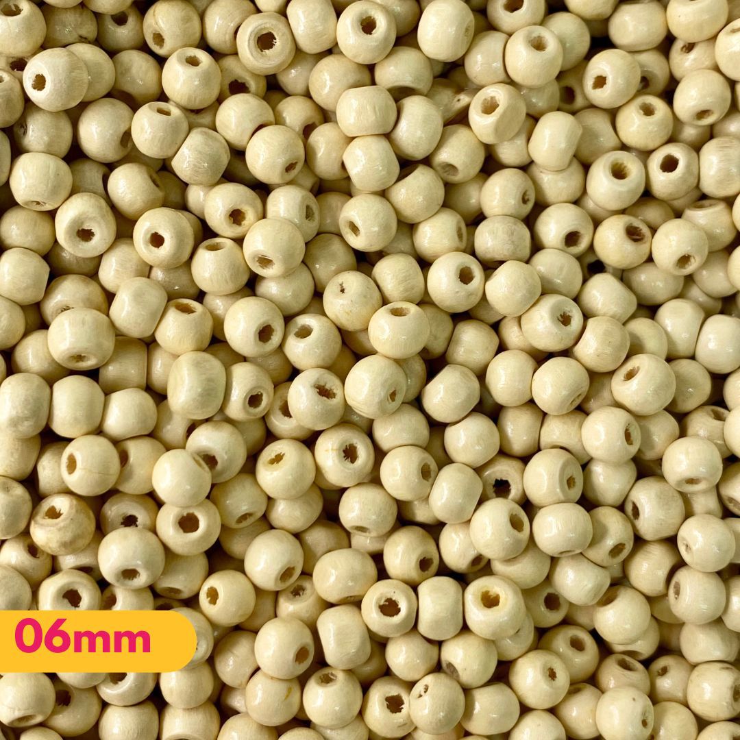Bolas de Madeira Bege Claro Tamanhos 06/08/14 e 24... - METALVALE BIJU