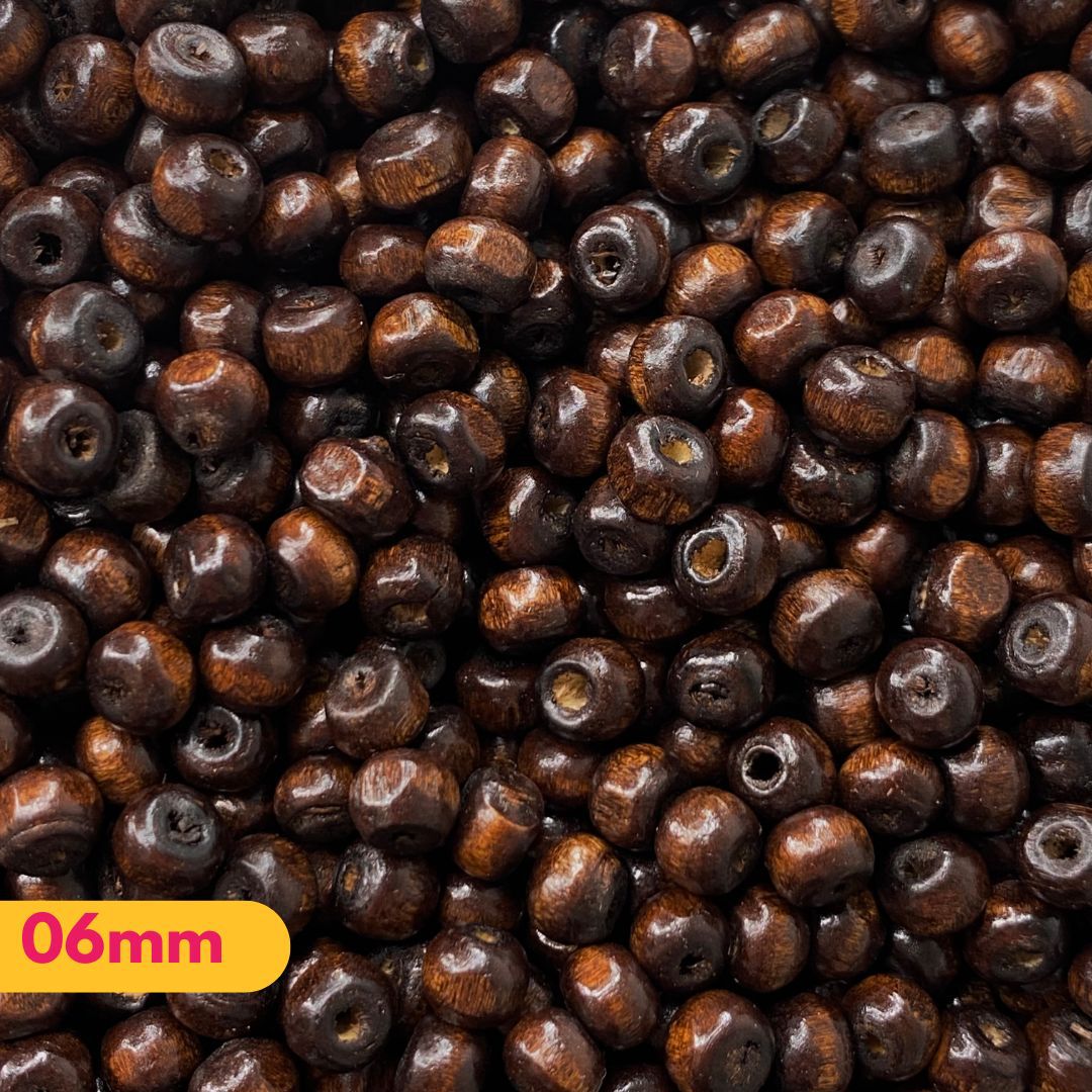 Bolas de Madeira Marrom Escuro Tamanhos 06/16 e 30... - METALVALE BIJU