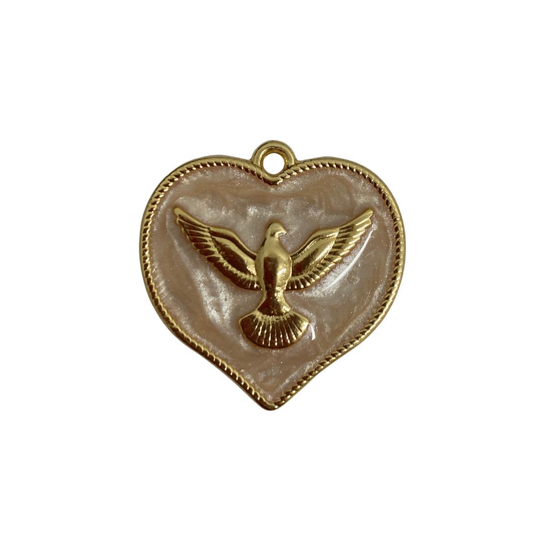 Pingente Dourado Espírito Santo Resina Perola - 14... - METALVALE BIJU