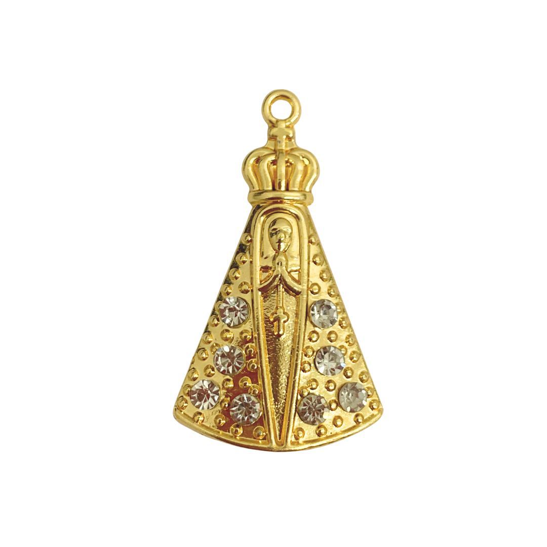 Pingente Nossa Senhora Ouro C/ Strass - 148264 - METALVALE BIJU