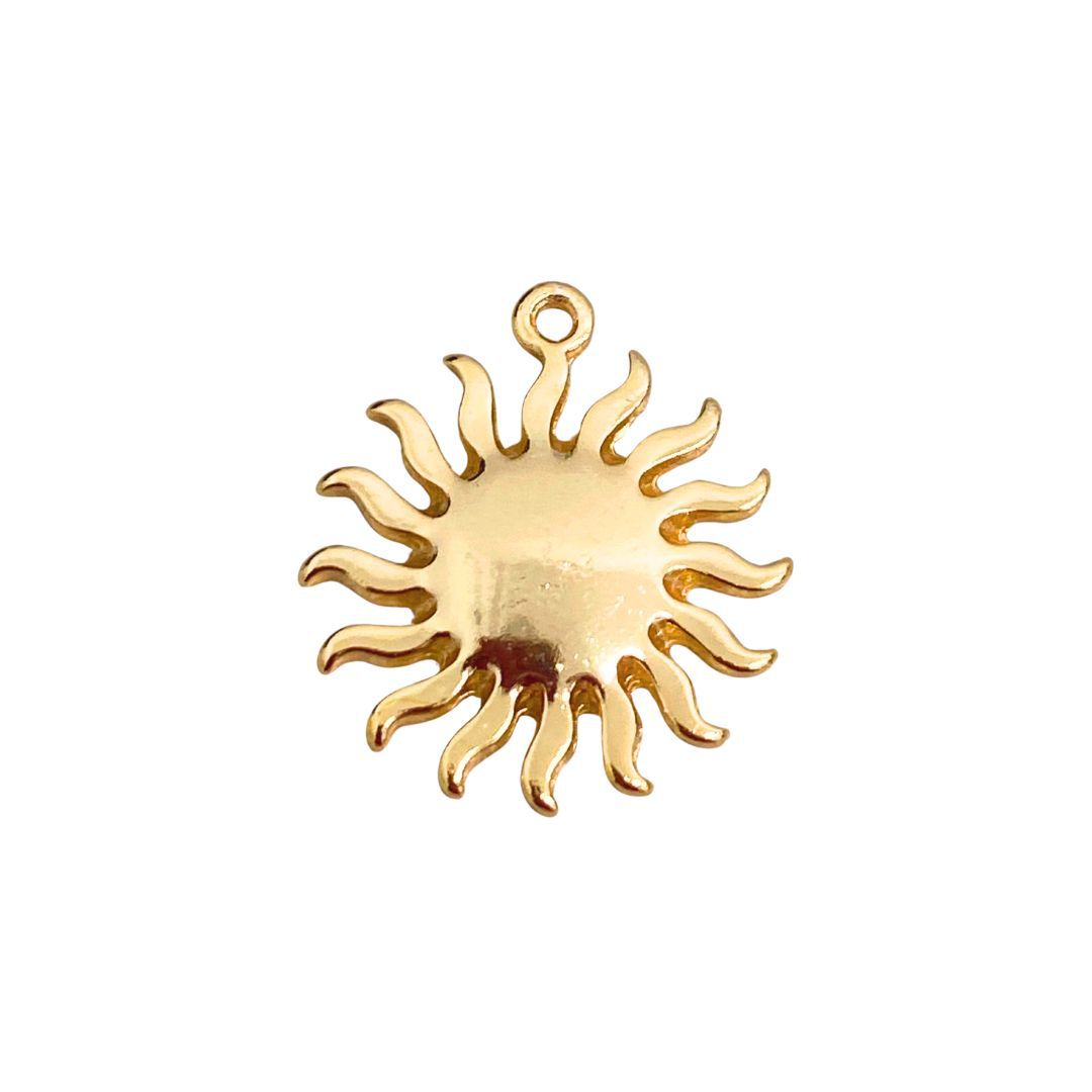 Pingente Grande Sol Dourado Liso - 148438 - METALVALE BIJU