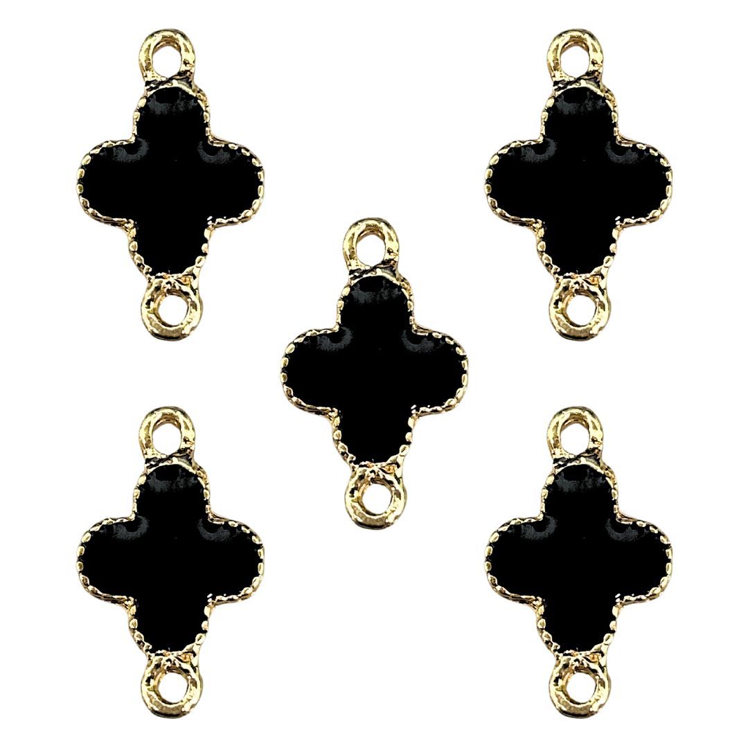 Pingente Trevo 4 Folhas Menor Preto - 5 Unidades -... - METALVALE BIJU