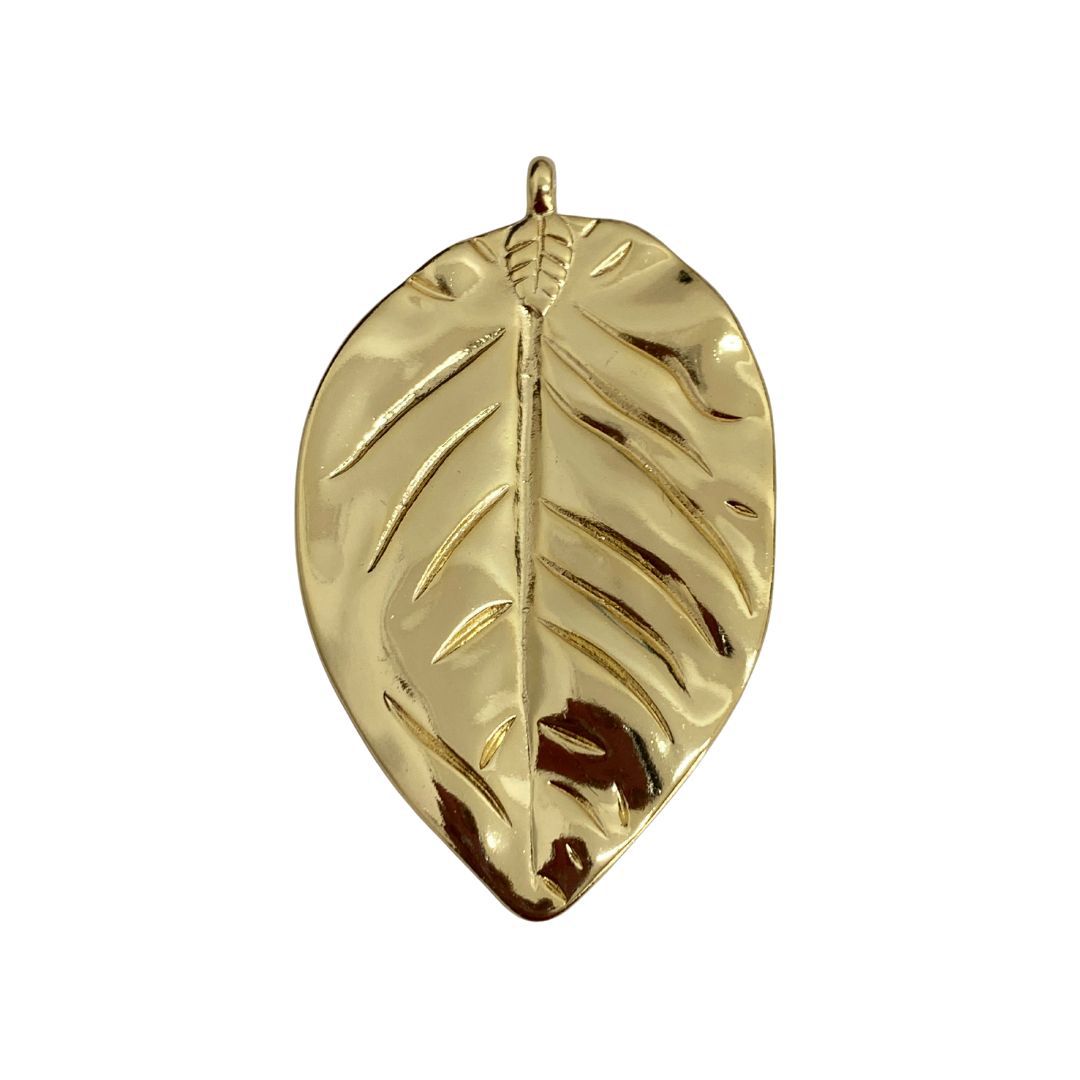 Pingente Dourado Folha Grande - 149565 - METALVALE BIJU