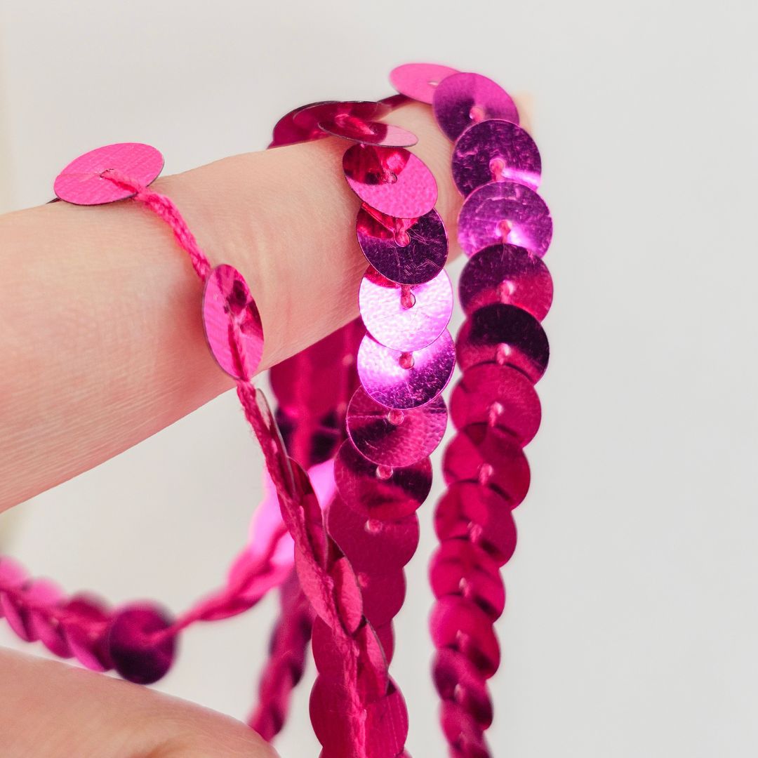 Fio De Paetê Rosa 08mm – 1 Metro - METALVALE BIJU