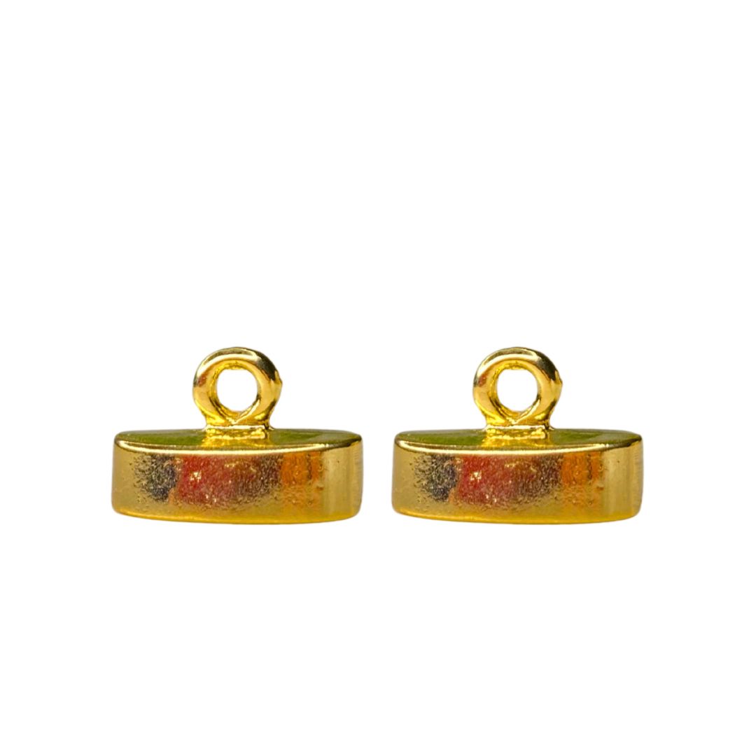 Terminal Achatado Oval 10x06mm Dourado - 2 Unidade - METALVALE BIJU