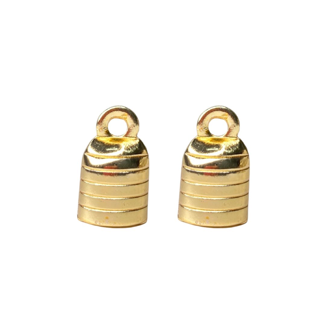 TERMINAL LISTRADO 8MM DOURADO - 2 Unidades - METALVALE BIJU
