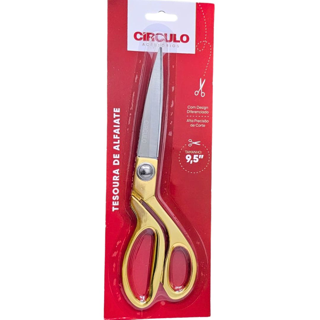Tesoura Alfaiate Dourada Metálica 23,8cm - METALVALE BIJU