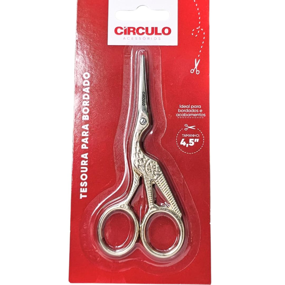 Tesoura p/ Borado Trabalhada Dourada 11,5cm - METALVALE BIJU
