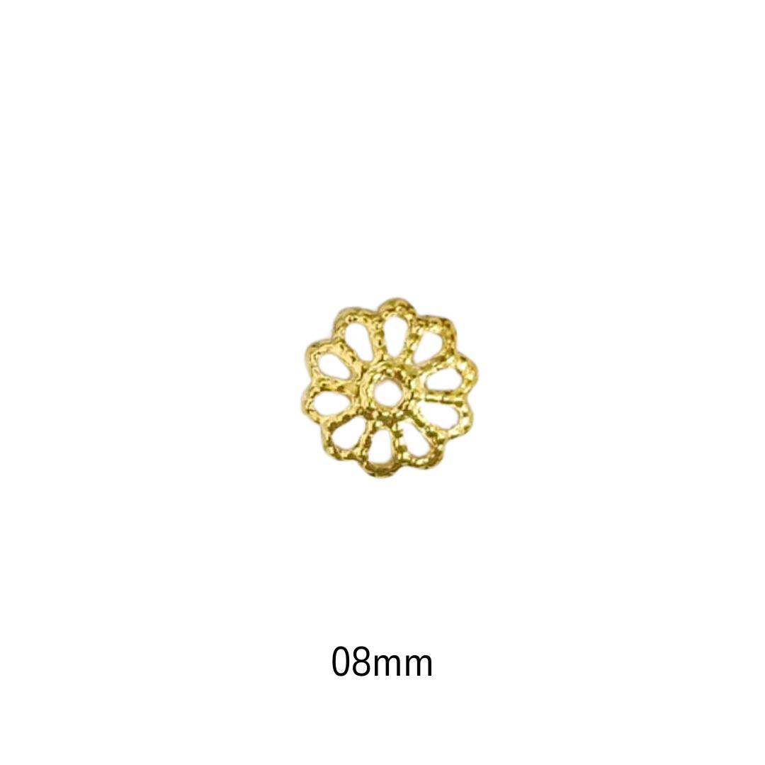 Tulipa Boné de Flor 8mm Dourada - 5g - METALVALE BIJU