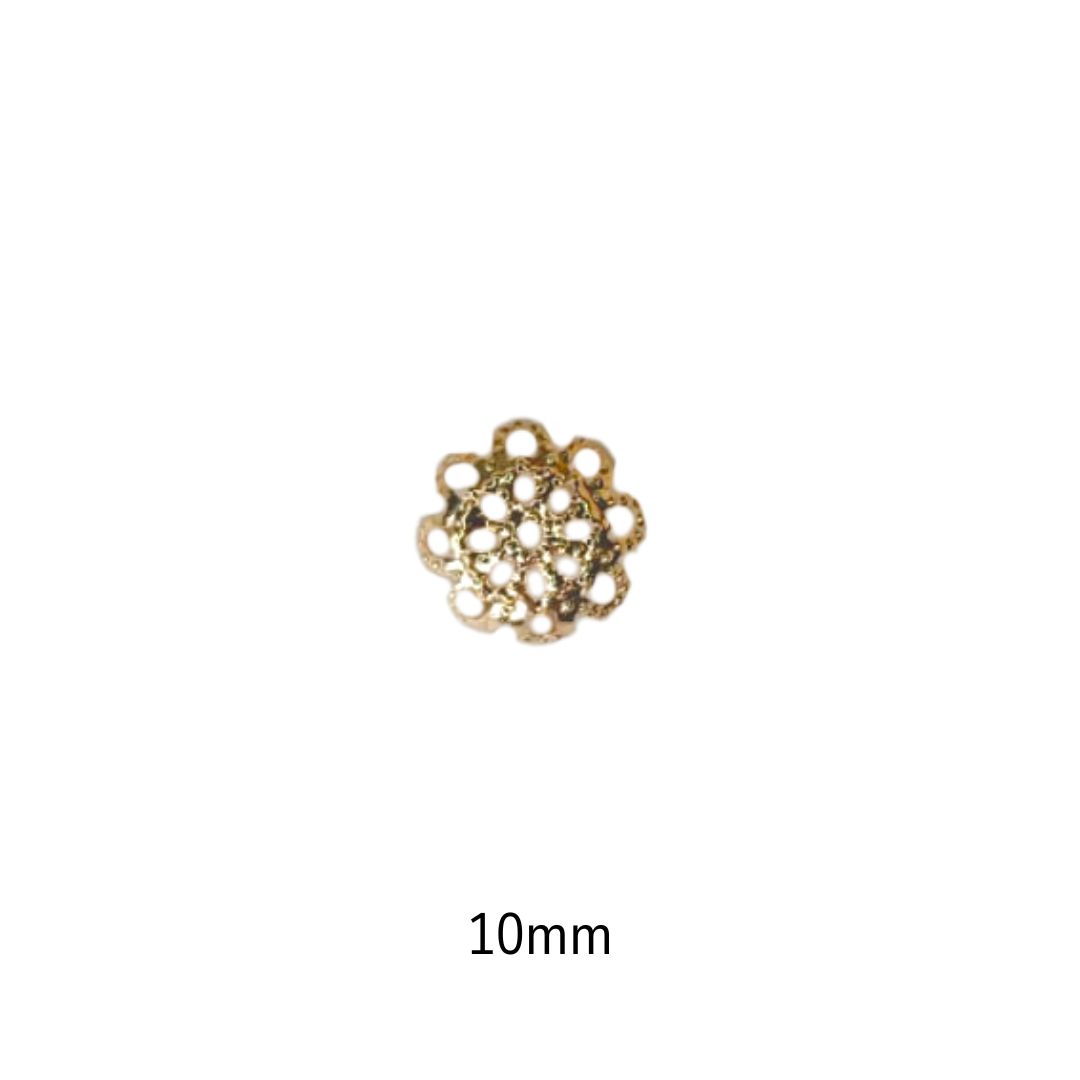 Tulipa Flor de Renda 10mm Dourada - 50 unidades - METALVALE BIJU