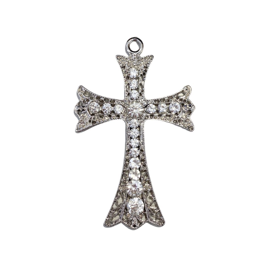 Crucifixo C/ Strass Niquel - 13407 - METALVALE BIJU