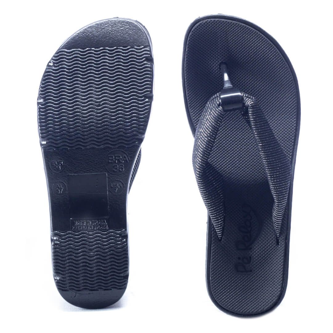 Chinelo Feminino Confort para Fascite e Espor o Preto P Relax